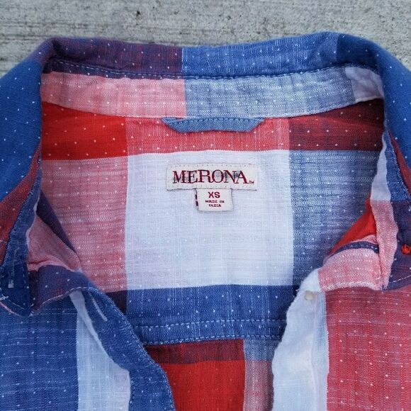 1/2 Button Patriotic Color Buffalo Check Shirt - Picture 4 of 11
